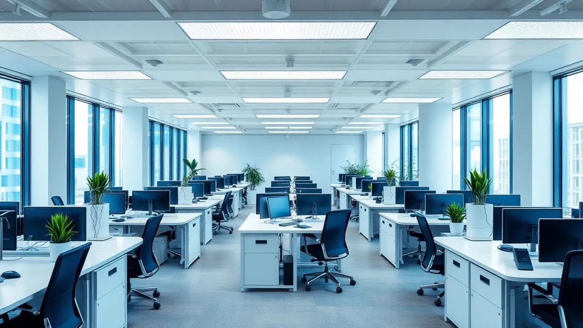 Oficina diàfana neta, lluminosa i endreçada
