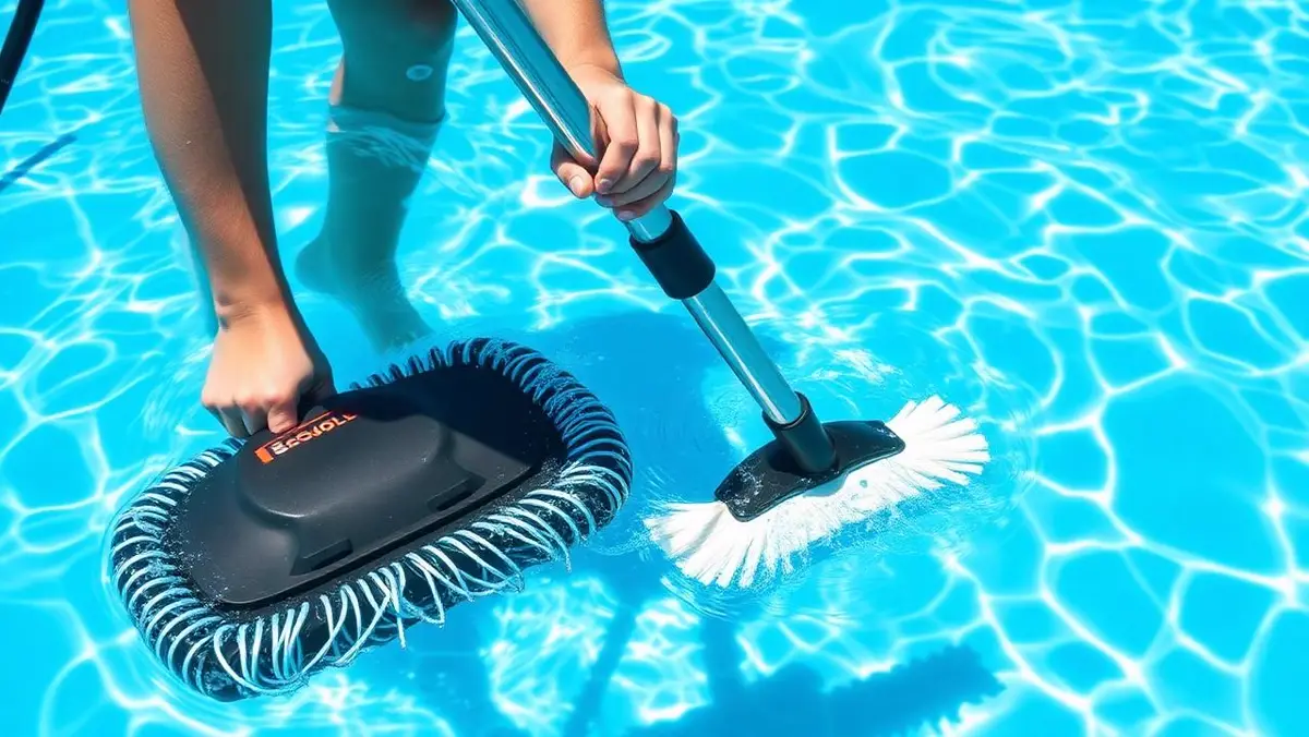Neteja del fons d'una piscina amb netejafons manual